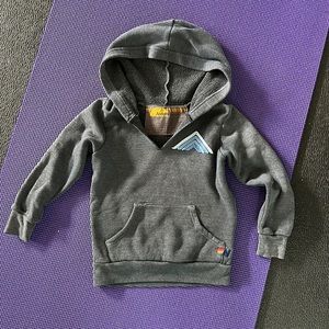 Aviator Nation Kids Hoodie in Black with Blue and Gray Stripes